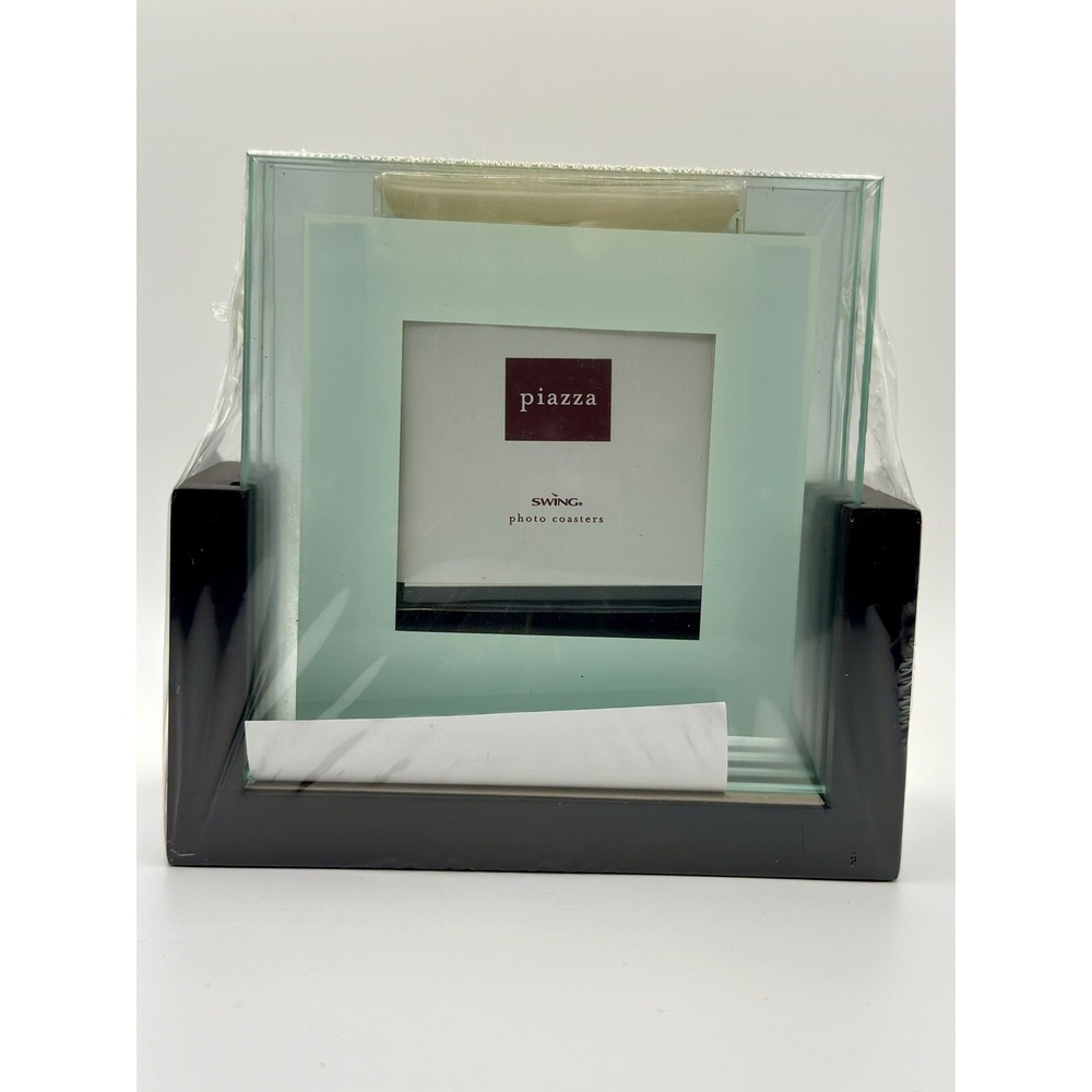 Piazzo Photo Coaster Set SWING Square‎ 4pcs Glass, Espresso
